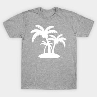 White Coconut Tree Summer Tropic Design on Gray T-Shirt